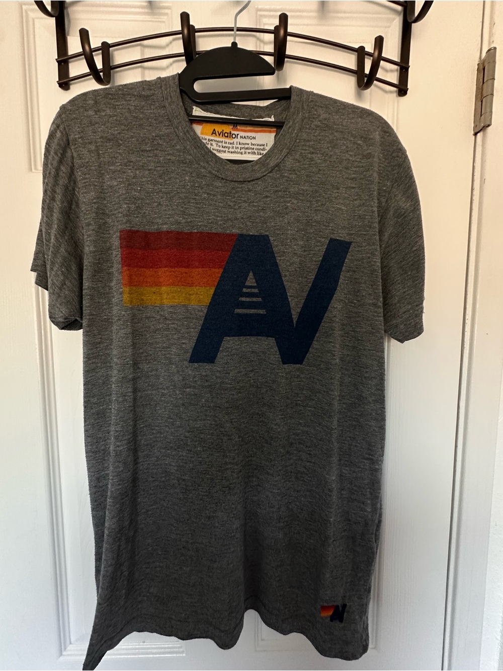 Aviator Nation Signature Logo Style unisex Tee- Mediun- grey- GUC